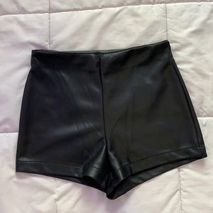 Black High Waisted Leather Shorts